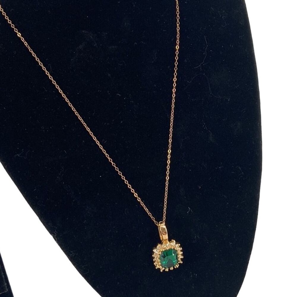 Glamorous Roman Rectangular Emerald Rhinestone Ea… - image 3